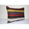 Striped Turkish Lumbar Kilim Pillow Cover 18" X 24" | Sham in Linens & Bedding by Vintage Pillows Store. Item made of cotton with fiber