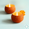Ovo Handmade Terracotta Tealight Holder (Pack of 2) | Candle Holder in Decorative Objects by Lit Lamps - Sustainable Mindful Lighting