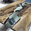 Living edge Walnut Resin dining table, kitchen table, Wood | Tables by LuxuryEpoxyFurniture. Item made of wood with synthetic