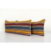 Set of Two Striped Turkish Kilim Pillow, Pair Yellow | Sham in Linens & Bedding by Vintage Pillows Store. Item composed of cotton & fiber