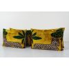 Tiger Design Ikat Velvet Pillow, Set of Three Gold Animal Ha | Cushion in Pillows by Vintage Pillows Store