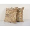 Set of Two Muted Sand Carpet Rug Pillow | Sham in Linens & Bedding by Vintage Pillows Store. Item composed of cotton and fiber