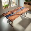 Custom Clear Live Edge Epoxy Walnut Dining Table | Tables by Ironscustomwood. Item made of walnut with glass