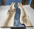 Custom Order Live Edge Walnut Epoxy Table -Metallic Gray | Dining Table in Tables by LuxuryEpoxyFurniture. Item made of wood with synthetic