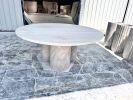Custom Travertine Dining Table: Fluted Rounded Base, Fully Customizable | Tables by AEGEAN MARBLE ARTISAN ATELIER