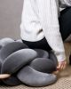(L) Grey Velvet Knot Floor Cushion | Pouf in Pillows by Knots Studio. Item made of wood with fabric