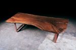 Live Edge Slab Walnut Dining Table | Tables by Urban Lumber Co.. Item composed of birch wood & steel