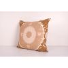 Turkish Brown and Pink Suzani Cushion Cover, Square Suzani P | Pillows by Vintage Pillows Store