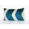 Color Palette Silk Ikat Velvet Pillow, Simple Design Blue | Sham in Linens & Bedding by Vintage Pillows Store. Item composed of cotton & fiber