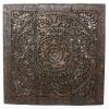 Haussmann® Teak Lotus Panel Inlay 36 in x 36 in Black Stain | Engraving in Art & Wall Decor by Haussmann®