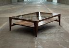Modern Rectangular Wood Coffee Table with Glass Top, USA made | Tables by Marco Bogazzi