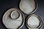 STC organic natural shape stoneware plates in grey cream | Dinnerware by Laima Ceramics. Item made of stoneware
