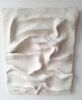 Textured 3D Plaster Painting: Handmade Beige & White Relief Wall Art, Folded Fabric Effect | Wall Sculpture in Wall Hangings by Vaiva Art Atelier
