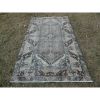 Vintage Handwoven Low Pile Faded Pale Medium Turkish Ushak | Area Rug in Rugs by Vintage Pillows Store. Item composed of wool and fiber
