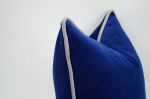 blue and grey velvet pillow case // grey piping cushion case | Pillows by velvet + linen