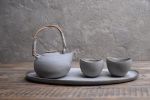 Organic natural shape elongated stoneware plates in grey | Dinnerware by Laima Ceramics. Item made of stoneware compatible with minimalism and contemporary style