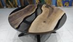 Diameter Smoke Gray Walnut Round Epoxy Coffee table | Dining Table in Tables by LuxuryEpoxyFurniture. Item made of wood & synthetic