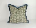 green block print pillow, green floral pillow, green block | Pillows by velvet + linen