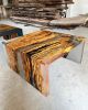 Square Epoxy Coffee Table, Waterfall Resin Coffee Table, | Tables by Tinella Collection. Item composed of wood & synthetic compatible with contemporary and art deco style