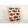 Cotton Handmade Suzani Pillowcase, Needlepoint Fish Uzbek | Sham in Linens & Bedding by Vintage Pillows Store. Item made of cotton