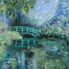 Monets Garden Bridge | Oil And Acrylic Painting in Paintings by Meredith H. Item composed of canvas in boho or mid century modern style