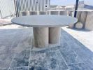 Custom Travertine Dining Table: Fluted Rounded Base, Fully Customizable | Tables by AEGEAN MARBLE ARTISAN ATELIER