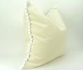 cream pom pom pillow // pom pom cushion // pom pom pillow | Pillows by Velvet Fringe