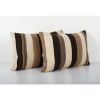 Vintage Matching Striped Organic Hemp Kilim Pillow, Handwove | Cushion in Pillows by Vintage Pillows Store