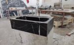 Nero Marquina Marble Sink: Black Satin Washbasin, Wall Mount Vanity (16''x24x5”) | Water Fixtures by AEGEAN MARBLE ARTISAN ATELIER