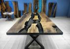 Brown Walnut Smoke Epoxy Resin Dining Table | Tables by LuxuryEpoxyFurniture. Item made of wood & synthetic