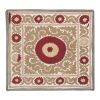 Suzani White Washed Pastel Tapestry -Brown Uzbek Table | Wall Hangings by Vintage Pillows Store. Item made of cotton