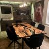 Made to order Olive Epoxy Table | Dining Table in Tables by Ironscustomwood. Item made of wood with glass