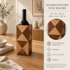 Modern Oak & Mahogany Wine Bottle Holder, Handmade Wooden Marquetry Decor, Scandinavian Home Accent | Tableware by Vesta Corte