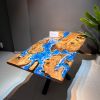 Live Edge Olive Wood Dining Table with Ocean Blue Resin | Tables by Ironscustomwood