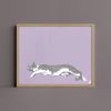 Grey Tuxedo Cat Stretching Art Print, Playful Colorful Wall Art | Prints by The Ugly Cat Studio