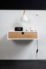 Floating White Nightstand 1 Drawer Made of Oak Wood | Storage by Manuel Barrera Habitables. Item made of oak wood works with scandinavian style