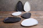 BLACK Leaf plate gold edge, stoneware saucer cake plate | Dinnerware by Laima Ceramics. Item made of ceramic compatible with minimalism and contemporary style