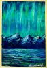 Aurora Mountains – Original Northern Lights Mini Painting | Work by EMAN K