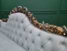 French Art Deco Sofa/ 24K Gold Leaf Frame /Hand Carved Wood | Chaise Lounge in Couches & Sofas by Art De Vie Furniture