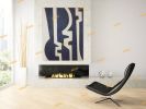 Mid century modern wall art navy blue ivory white painting | Oil And Acrylic Painting in Paintings by Berez Art. Item composed of canvas compatible with minimalism and mid century modern style