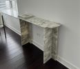 Calacatta Marble Console Table: Green & Monet Stone (12x42x30) | Buffet Table in Tables by AEGEAN MARBLE ARTISAN ATELIER