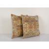 Set of Two Muted Sand Carpet Rug Pillow | Sham in Linens & Bedding by Vintage Pillows Store. Item composed of cotton and fiber