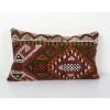 Extra Long Red Lumbar Cicim Pillow Cover -Wool Turkish Jajim | Cushion in Pillows by Vintage Pillows Store