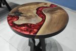 Custom Order 24 " Round Walnut Metallic Red Epoxy Dining | Dining Table in Tables by LuxuryEpoxyFurniture. Item composed of wood and synthetic