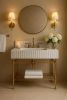 Carrara White Marble Vanity with Brass Legs and Metal Shelf | Water Fixtures by Vero Marble