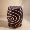 Bone Inlay Round Side Table Drum Stool Purple Accent End Table | Tables by IKKAZA
