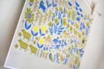 Folklore Blue Print | Prints by Leah Duncan. Item composed of paper in mid century modern or contemporary style