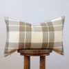 Brown/Grey Vintage Army with Plaid Lumbar Pillow 14x22 | Pillows by Vantage Design