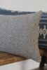 Cream & Charcoal Brown Herringbone Wool Lumbar Pillow 12x20 | Pillows by Vantage Design