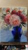 Flowers in blue vase oil painting original, Canvas floral | Oil And Acrylic Painting in Paintings by Natart. Item made of canvas & synthetic compatible with contemporary style